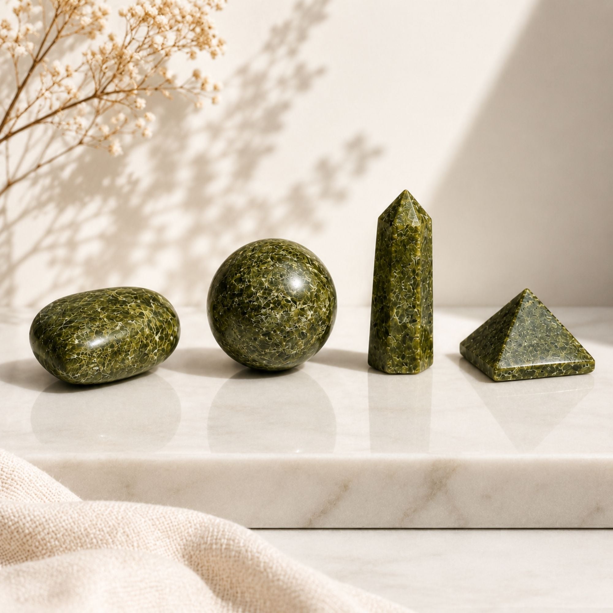 Four Gemstone Shapes - Epidote