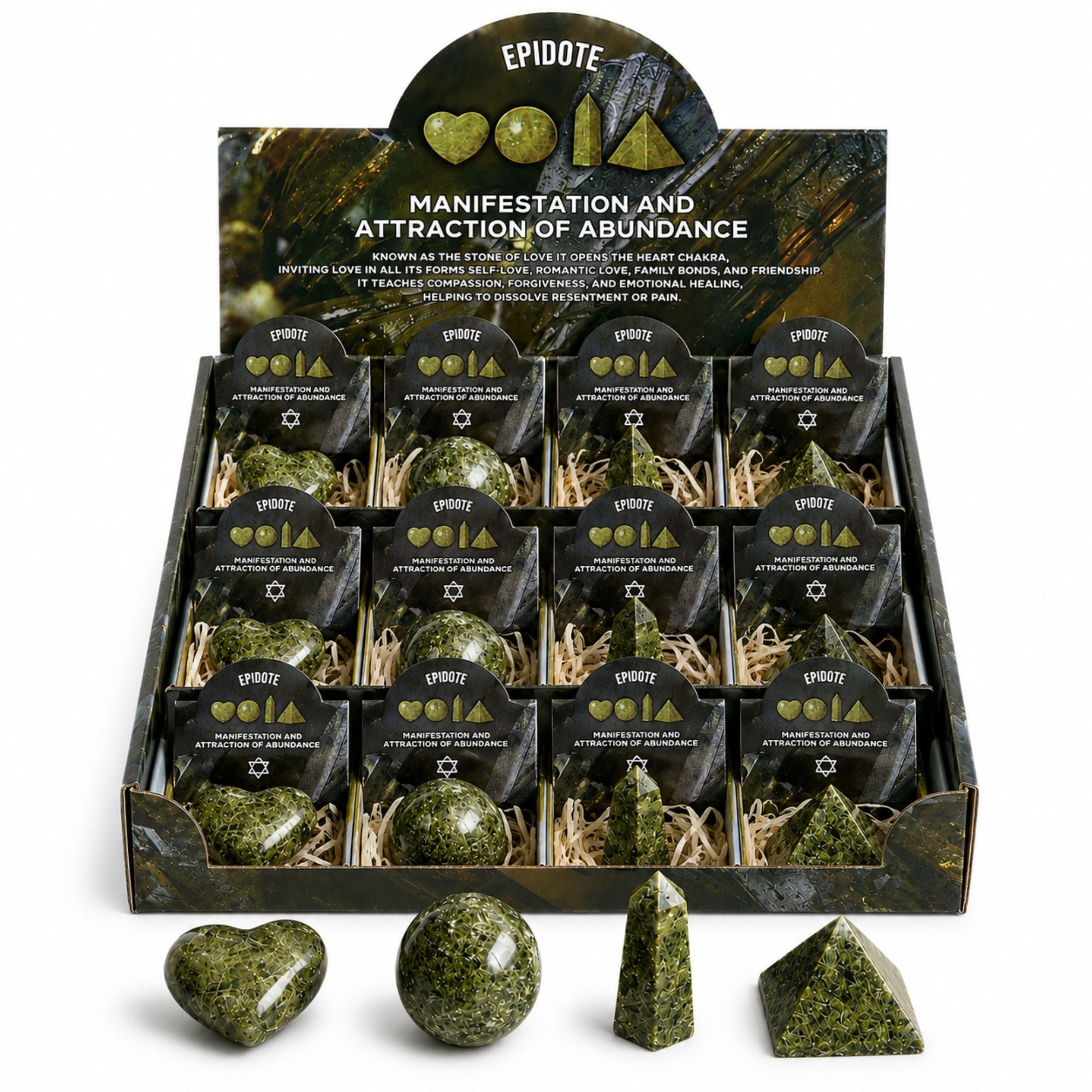 Four Gemstone Shapes - Epidote