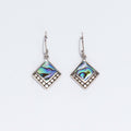 Shell & Silver Earrings - Square Dots - Abalone