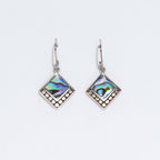 Shell & Silver Earrings - Square Dots - Abalone