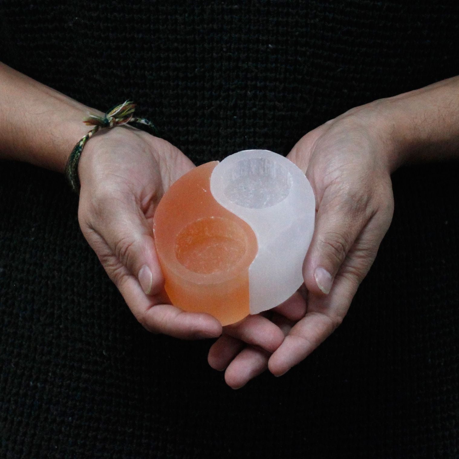 Selenite Yin Yang Candle Holder