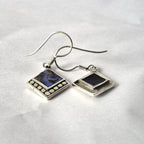 Shell & Silver Earrings - Square Dots - Abalone