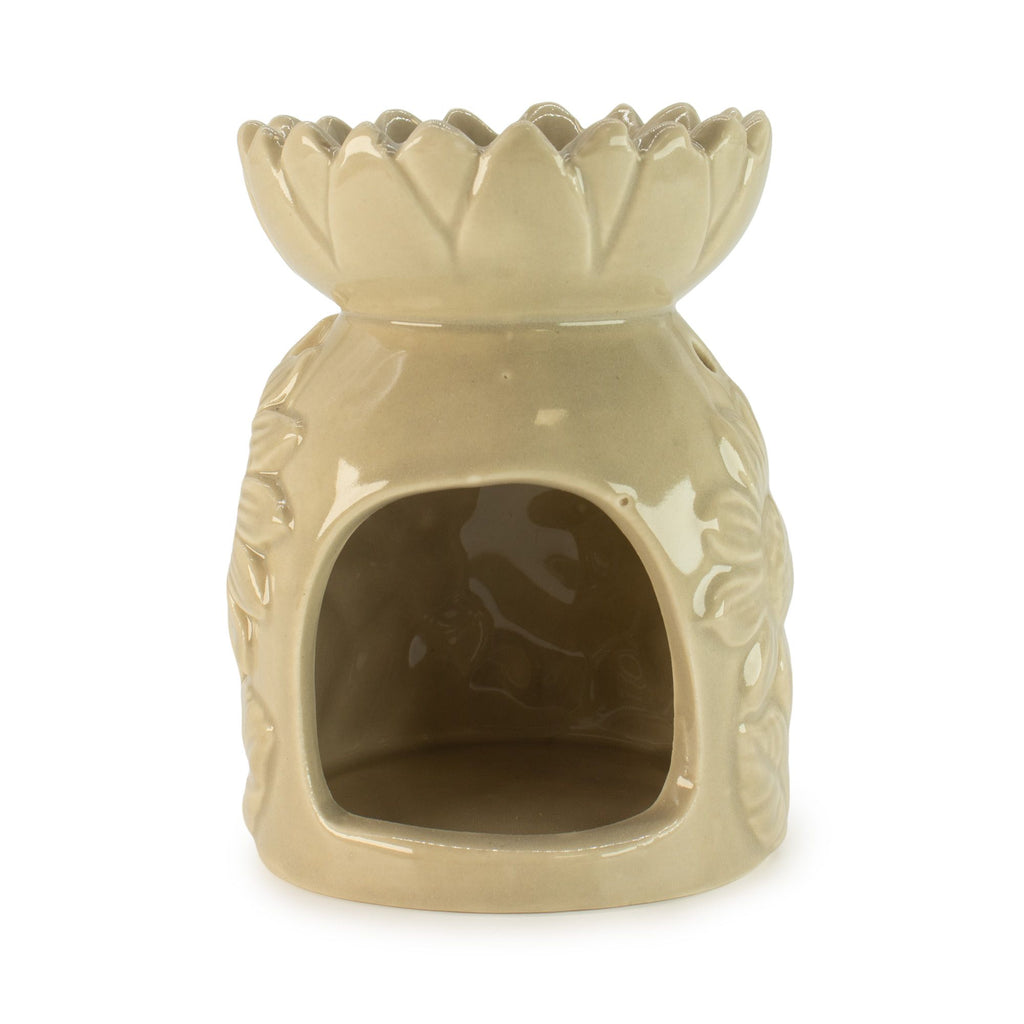Ceramic Sunflower Oil Burner - Pastel Beige