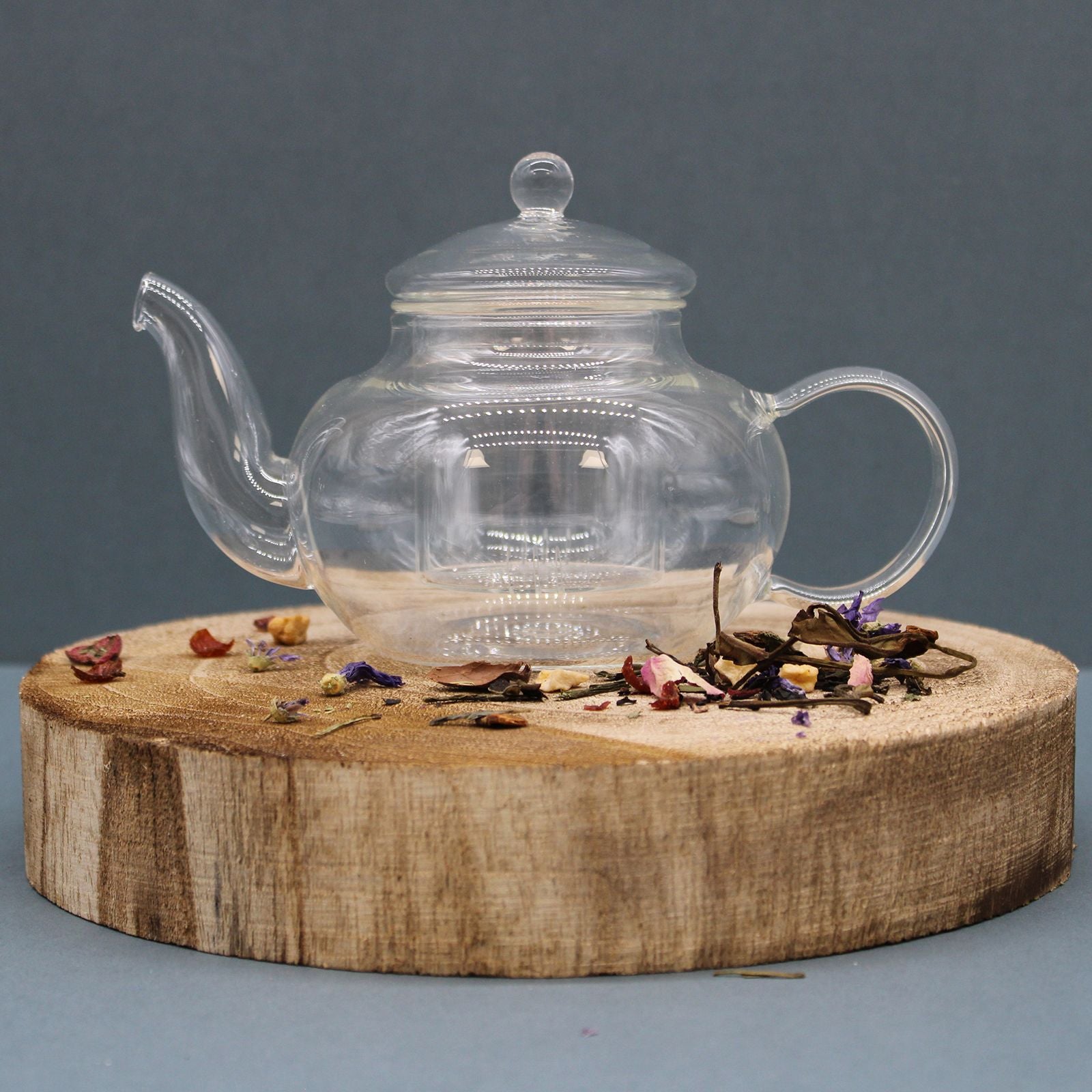 Glass Infuser Teapot - Round Pearl - 400ml - 18 x 11 x 10.5cm