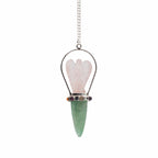 The Heart Oracle - Two Piece Angel Pendulum - Chakra Band - Rose Quartz & Green Aventurine
