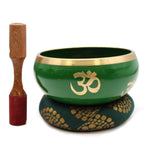 Lrg Tree of Life Singing Bowl Set - Green 14cm