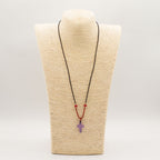 Cord Necklace Gemstone Pendant - Amethyst Cross